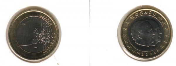 (afbeelding voor) 1 Euromunt Monaco 2001 UNC